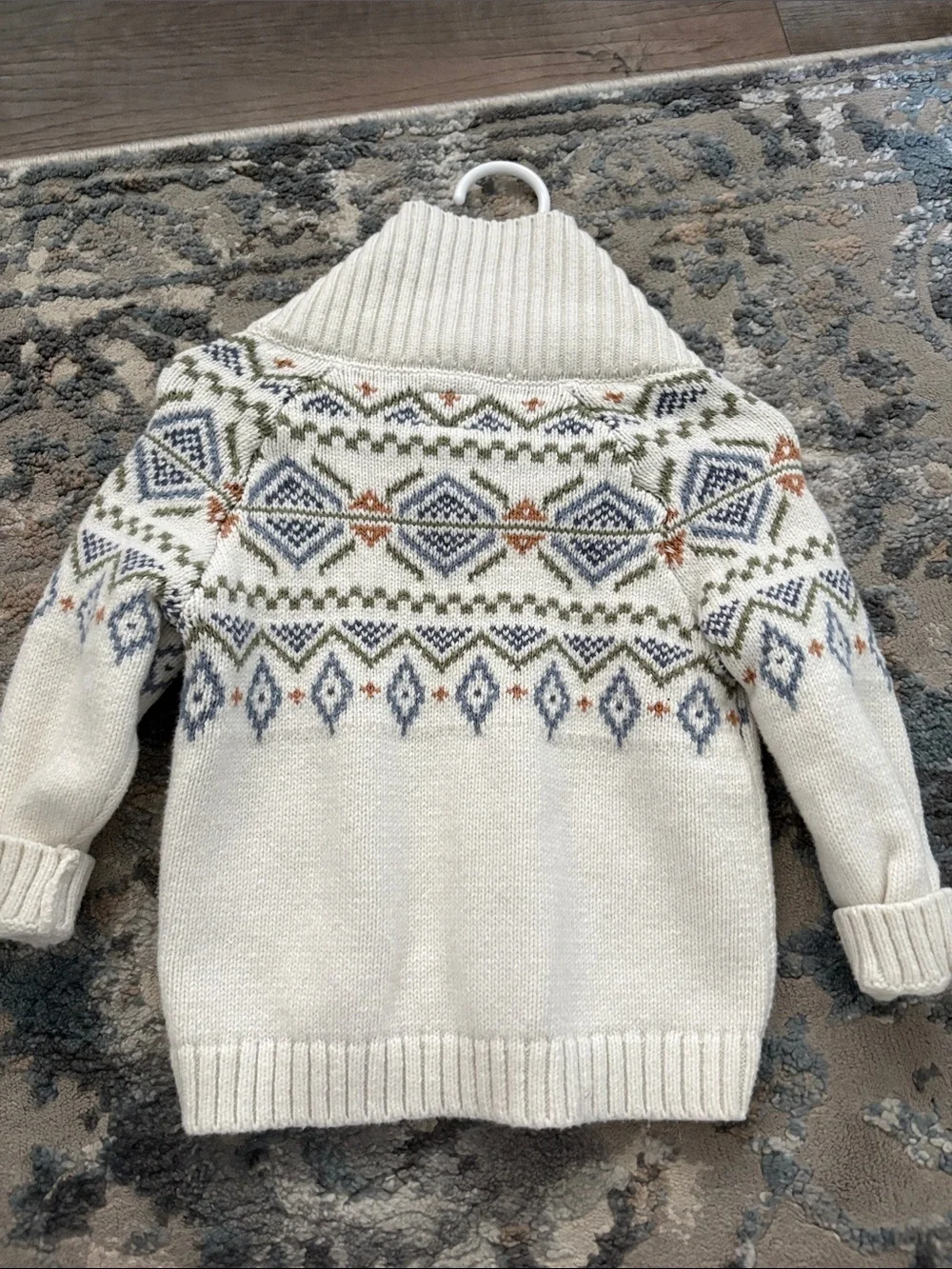 OshKosh B’gosh Fair Isle Knit Baby Sweater | 12–18M | Cream Nordic Winter Pullov